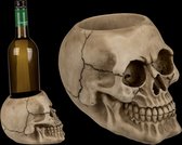 Beige Grinning Skull Wine Champagne Bottle Holder Gothic Kitchen Gift 18cm