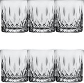 Clayre & Eef Waterglas set van 6 Ø 8*9 cm / 280 ml Grijs Glas Drinkbeker Drinkglas Whiskeyglas