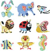 Diamond Painting Stickers - Dieren 4 - 9 stuks - Diamond Painting voor Kinderen - Diamond Painting Volwassenen - Diamond Painting Pakket - Gooda