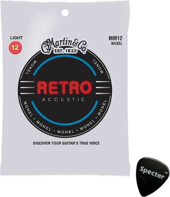 Foto: Mm12 martin retro acoustic snarenset akoestisch met specter plectrum