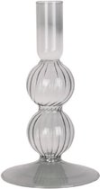 Kaarsenhouder Kandelaar Glas | Swirl Bubbles Medium | Black | Zwart | Present Time | 9 x 16 cm