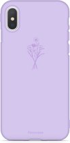 FOONCASE iPhone X Case TPU Soft Case - Couverture arrière - Coque de téléphone lilas avec fleurs sauvages - PastelBloom