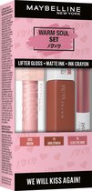 Maybelline New York Set Warm Soul Lifter Gloss 003 + Superstay Matte Ink 70 + Superstay Ink Crayon 15