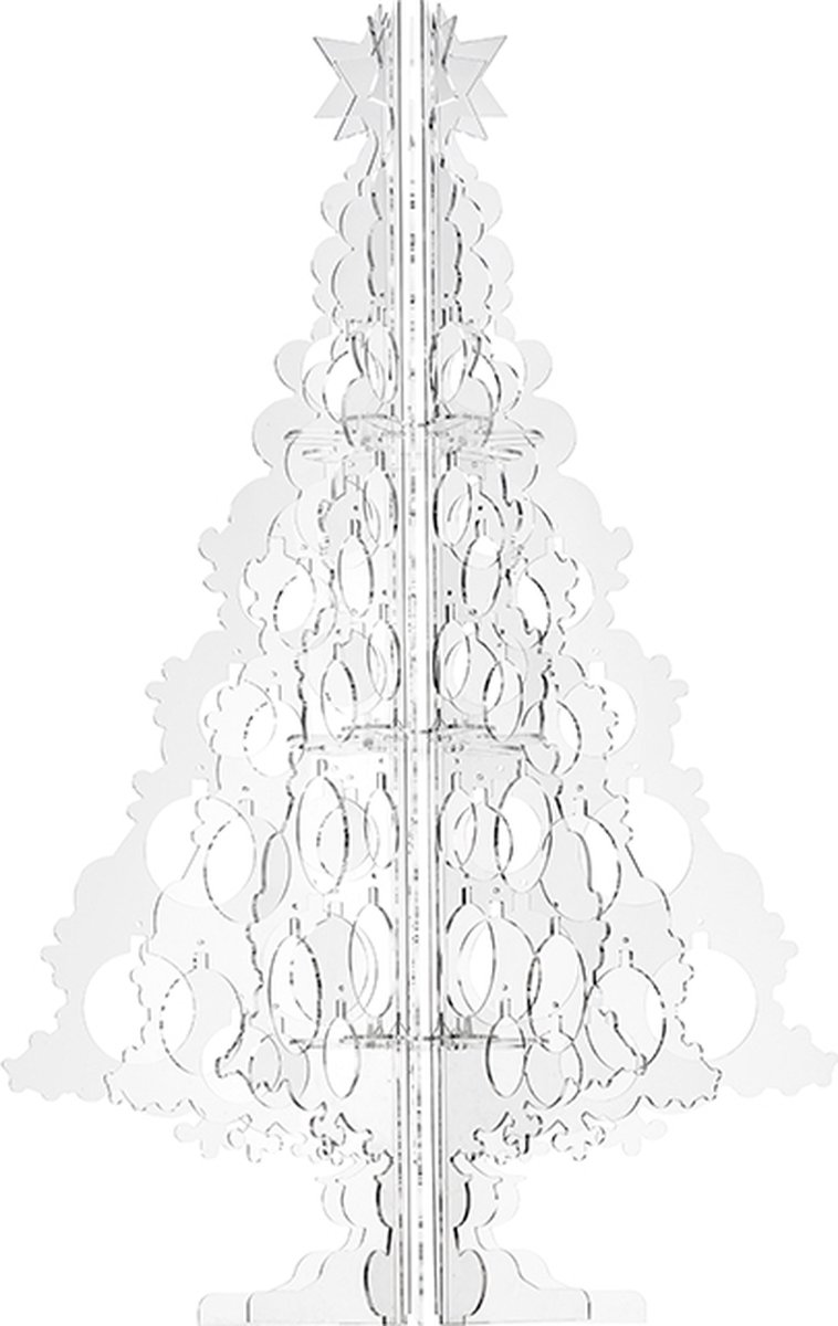 PP Decorations-Kerstboom-Decoratief-Plexiglas-Acrylaat-transparant-met-70-kerstbal-gaten-120cm hoog