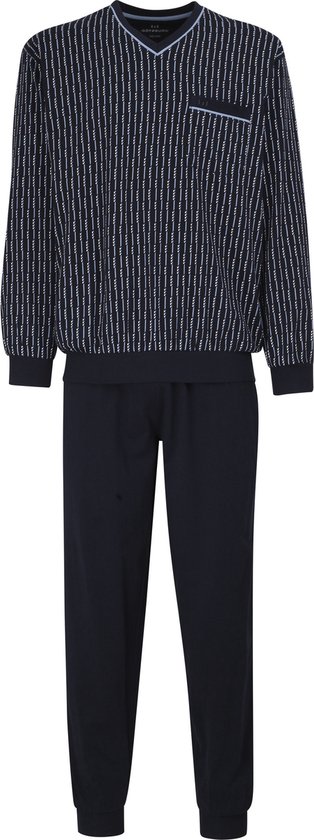 Marvmys Heren pyjama set lange mouwen zachte katoenen top & lounge broek met zakken V-hals loungewear nachtkleding pyjama set, Zwart, L
