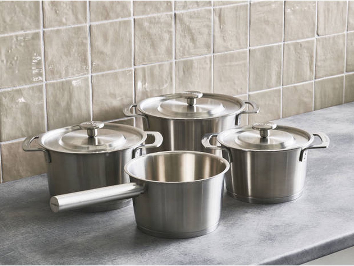 COMBEKK Sous-Chef 4-delige RVS Pannenset - gerecycled aluminium