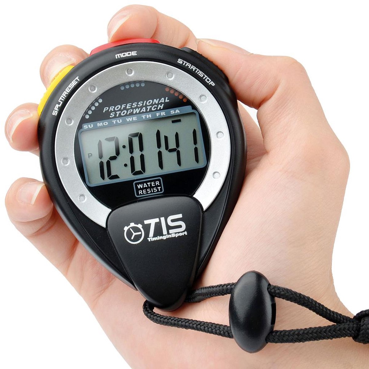 Tis Pro - Stopwatch 025 - Waterdicht Met Nekkoord 8 Cm Zwart