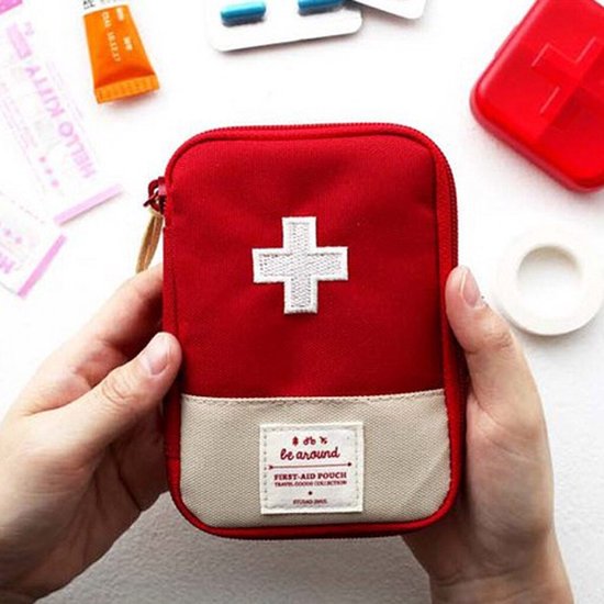 Medicijnen Tas – Mini EHBO-Kit – Opbergtas – Rood.