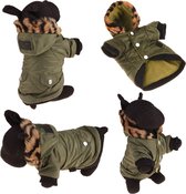Dogs&Co Warme Hondenjas Army groen met capuchon Maat M voor kleine honden