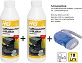 HG koffiemachine ontkalker citroenzuur - 2 stuks + Zaklamp/Knijpkat