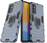 Samsung Galaxy M52 Hoesje - MobyDefend Dubbelgelaagde Pantsercase Met Standaard - Navy Blauw - GSM Hoesje - Telefoonhoesje Geschikt Voor: Samsung Galaxy M52