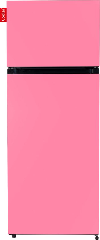 Koelkast: COOLER MEDIUM-ABUB Combi Top Koelkast, F, 164+41l, Bubblegum Pink Satin All Sides, van het merk Cooler