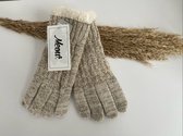 Gebreide winterhandschoenen -  Gestreepte wanten - Gloves - Beige - Eén maat