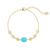 Armband - Gold plated - Met blauwe steen - 16+3 Centimeter verstelbaar - Damesdingetjes