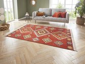 Kelim vloerkleed ruiten Vida - rood/multi 80x150 cm