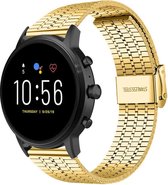 Stalen Smartwatch bandje - Geschikt voor  Fossil Gen 5 roestvrij stalen band - goud - Strap-it Horlogeband / Polsband / Armband