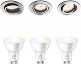 Philips Donegal Inbouwspots met WiZ GU10 Lamp - Warm-Wit tot Koel-Wit Licht - LED - Dimbaar - Spotjes Inbouw - 3 Lichtpunten - Chroom