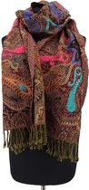 Warme wollen shawl met borduursel - 180 x 70 cm - 100% wol - Lailasboutique