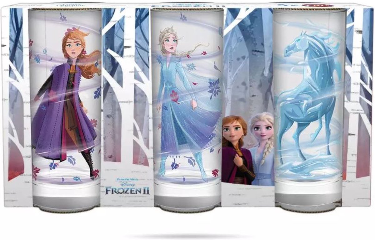 Disney Frozen Glazen - set van 3 - 27cl . Disney Glazen - Elsa en Anna