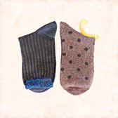 Jobo By JET - Glitter sokken set - 2 pack - 2 paar sokken - Blauw - Roze - Stippen - One size