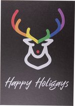 Kerstkaart - Kerst - Wenskaart - Hert met regenboog gewei - LGBT+ - Gay
