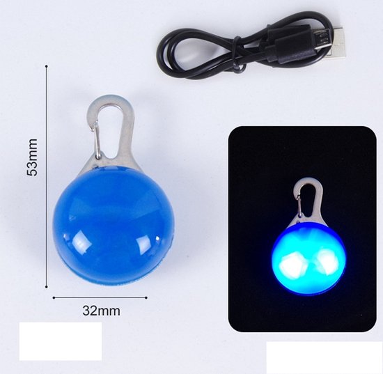 Foto: Led lichtbol met clip voor honden halsband blauw usb oplaadbaar 