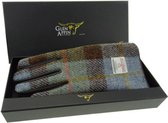 Dames Handschoenen MacLeod met Zwart Leer - Harris Tweed - Glen Appin of Scotland