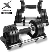 GEEMAX Halterset dumbellset -korte halters & lange halters- veiligheidssluiting  fitness voor mannen & vrouwen-zwart - 7.5kgs x 2 stuks- 2022 Top Deals