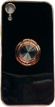 iPhone Xr hoesje met ring - Kickstand - iPhone - Goud detail - Handig - Hoesje met ring - 4 verschillende kleuren - zalm roze - Grijs/blauw - Donker groen - Zwart