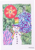 Kerstkaart - Kaart - Wenskaart - Monique Wijnschenk - Sneeuwpop - LGBT+ - Regenboog