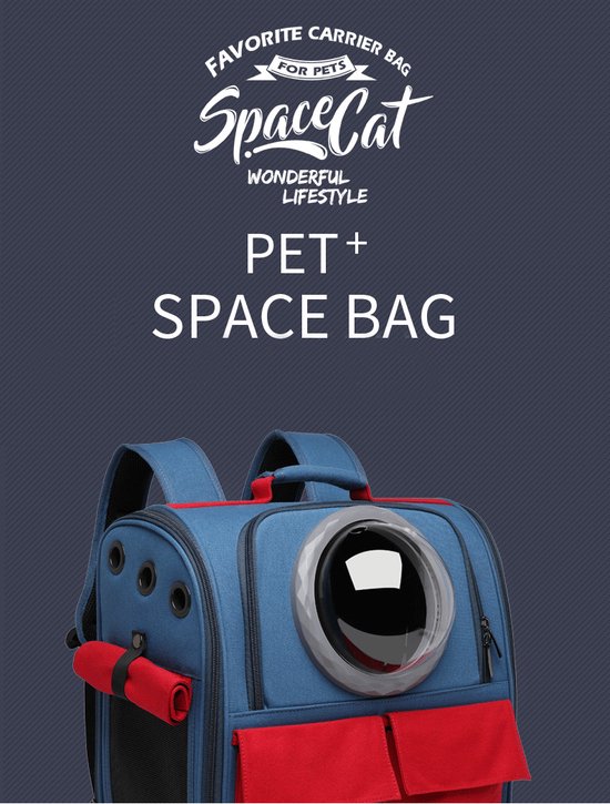 Space Cat - Sac à dos - Sac de transport - Sac de voyage - Carrier - Sac de transport - Animal de compagnie - Chats - Petits Chiens - Zwart