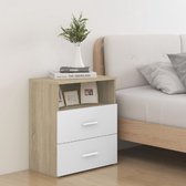 Nachtkastje 50x32x60 cm sonoma eikenkleurig en wit