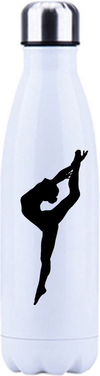 Sparkle&Dream - Drinkfles Stainless Steel - ringsprong - Wit -voor turnen en gymnastiek