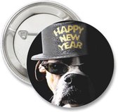 6X Button Happy New Year Dog button - hond - oud&nieuw - jaarwisseling - 2023 - feestdagen