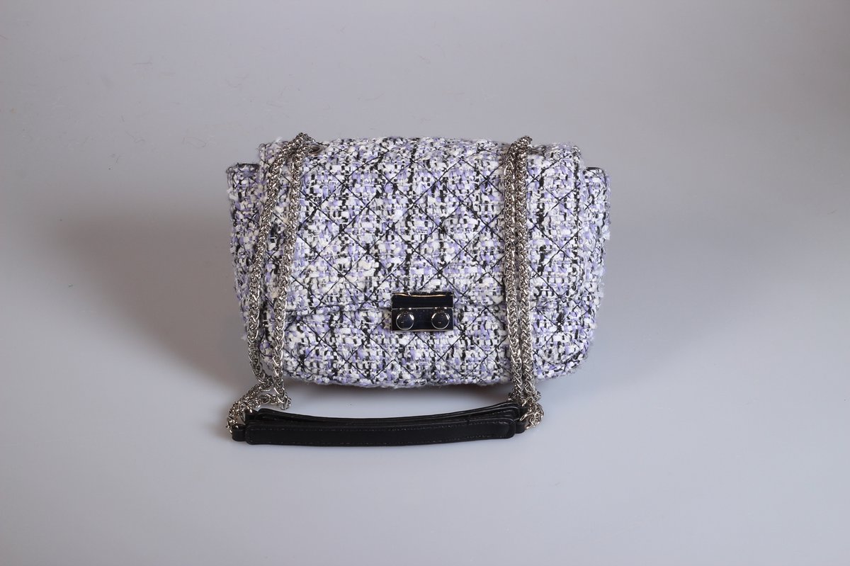 Wool mini bag paars/wit