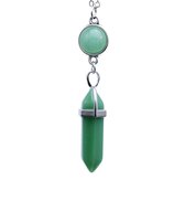 Bixorp Gems - Zilveren Edelstenen ketting van Aventurijn / Aventurine met twee verschillende onderdelen - Prachtige Zilverkleurige Metalen afwerking