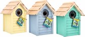 Nichoirs 3 Pièces Blauw, Vert et Jaune - Bird Home Beach Nest Box Bonaire - Cadeau de Noël