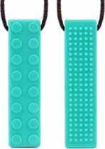 Bijtketting - Kauwketting - Legoblokje - Brick - Turquoise