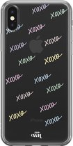 XoXo Colors - iPhone Transparant case - Transparant hoesje geschikt voor iPhone X / Xs / 10 - Doorzichtig shockproof case met opdruk xoxo - Siliconen hoesje