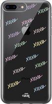 XoXo Colors - iPhone Transparant case - Transparant hoesje geschikt voor iPhone 8 Plus / 7 Plus - Doorzichtig shockproof case met opdruk xoxo - Siliconen hoesje