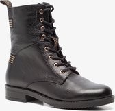 TwoDay leren dames veterboots - Zwart - Maat 41 - Echt leer