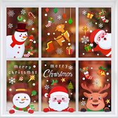 Kerstafbeeldingen | Raamstickers | Kerststickers | PVC | Raamdecoratie | zelfklevend | Kerstman | Sneeuwvlok | Sneeuwpop | Rendier | 6 Vellen | Herbruikbaar