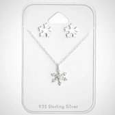 sieradenset - kinderset - zilveren ketting en oorbellen - sneeuwvlokken