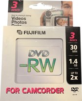 Fujifilm 8cm 30min 1.4GB mini DVD-RW voor Camcorders 3-pack