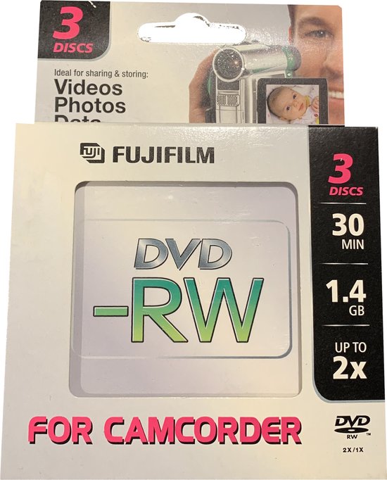 Fujifilm 8cm 30min 1.4GB mini DVDRW voor Camcorders 3pack