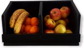Fruitschaal| Gruttersbak klein (40 cm)| Zwart gebeitst| Dubbele Bak| 40 x 24,5 x 21.5 cm| Voor een opgeruimd aanrecht|