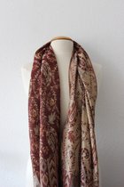 Sjaal Bruinrood, goud - Omslagdoek - Herfst/Winter - Varensmotief - Double W's Gifts
