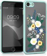 kwmobile hoesje voor Apple iPhone SE (2022) / SE (2020) / 8 / 7 - Back cover in lavendel / groen / mat transparant - Smartphonehoesje - Bloemstengels Lavendel design