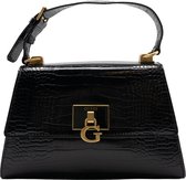Guess Stephi Top Handle Flap Dames Handtas - Zwart