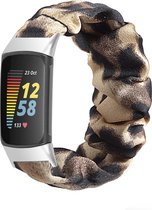 Scrunchie bandje luipaard geschikt voor Fitbit Charge 5